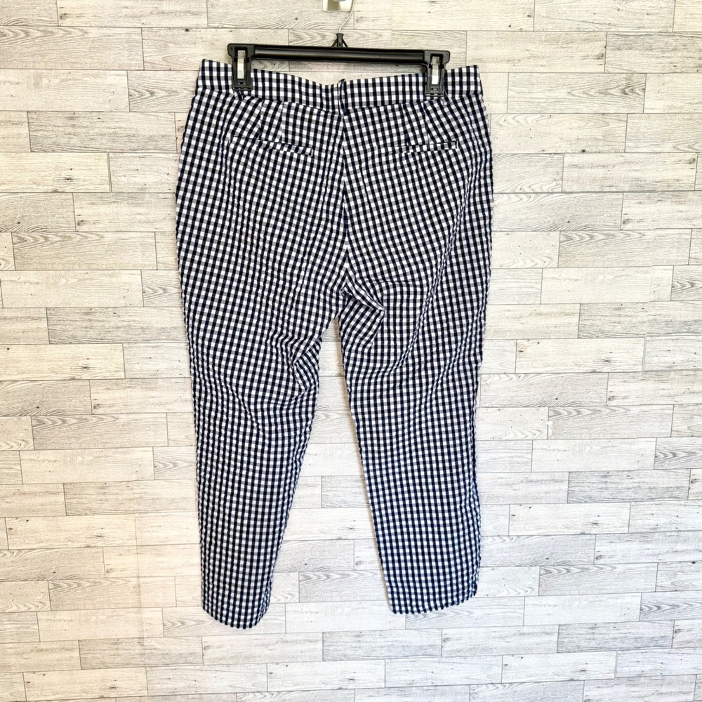 J. Crew Gingham Check Cropped Pants Women's Size 8 Blue White Cotton‎ Blend - Picture 9 of 11